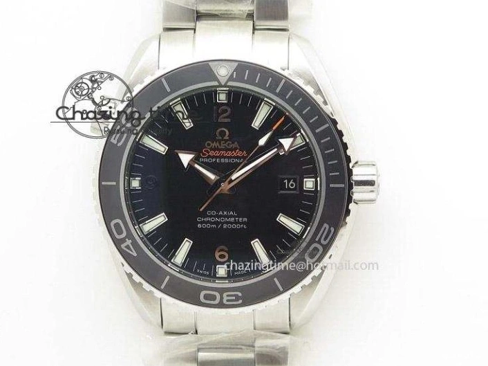 0119 Planet Ocean GMT 42mm V6F Best Edition Black Dial Silver Markers On SS Bracelet A Casual 8273